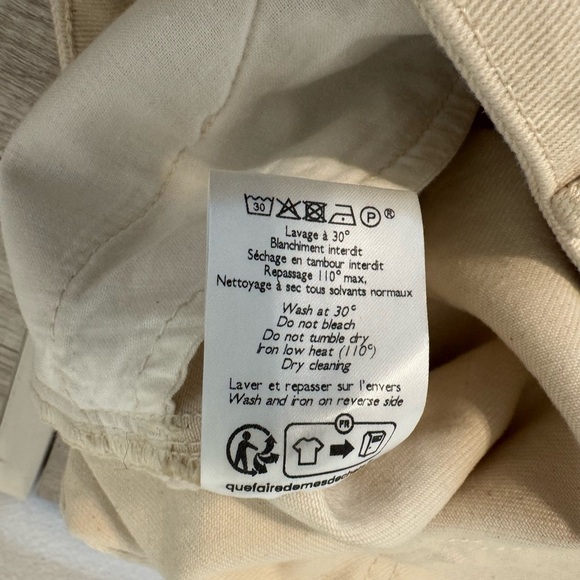 Sezane Niels Ecru Denim Cuffed Shorts Button Fly Relaxed Luxe Size 40 US 8 - Picture 9 of 12